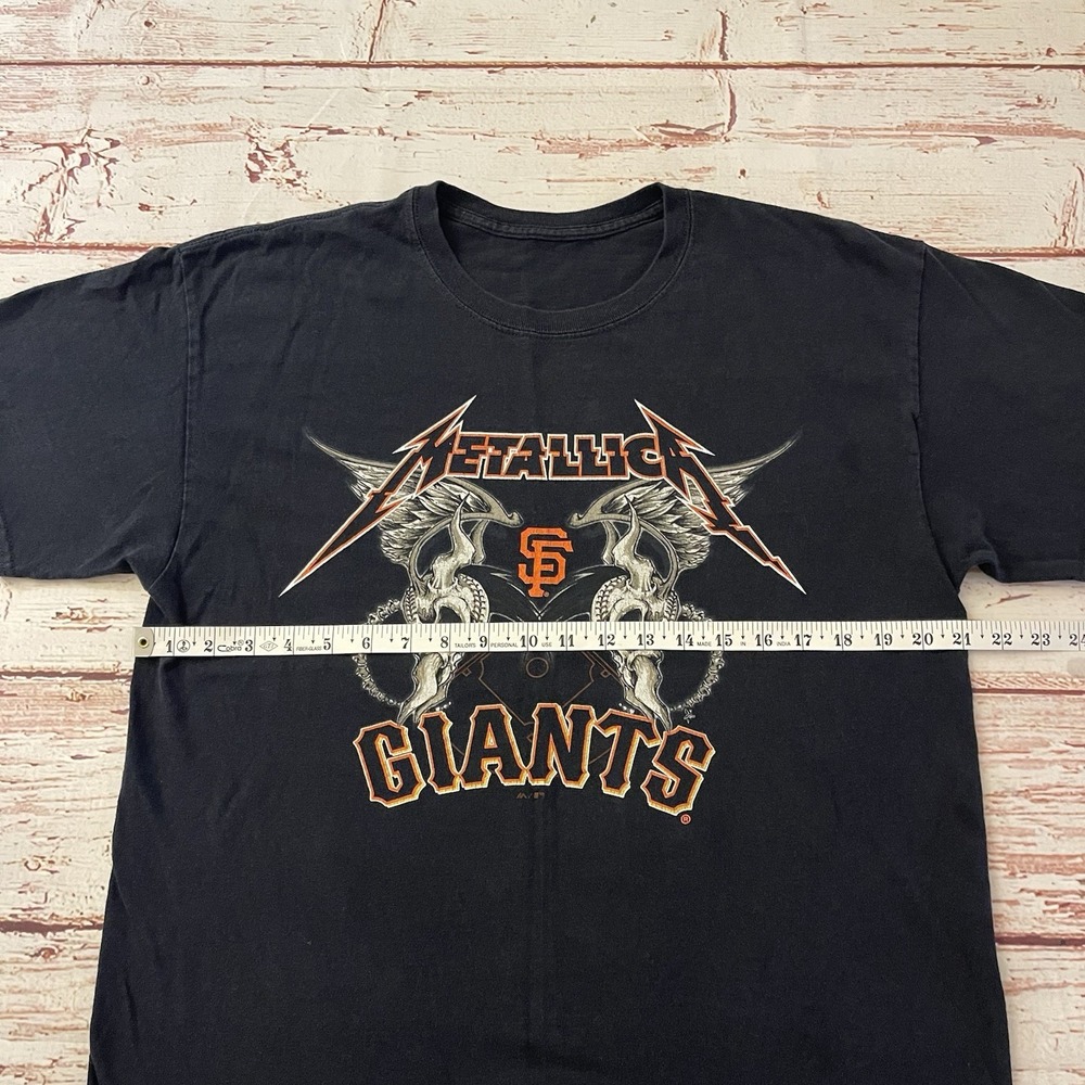 Metallic San Francisco Giants Shirt Mens Medium Black Graphic Short Sleeve‎ Band - Picture 5 of 6